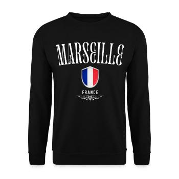 Marseille, Frankreich, Souvenir Frankreich - Unisex Pullover - Schwarz - Vorne - Alina (178cm) & Michal (187cm)