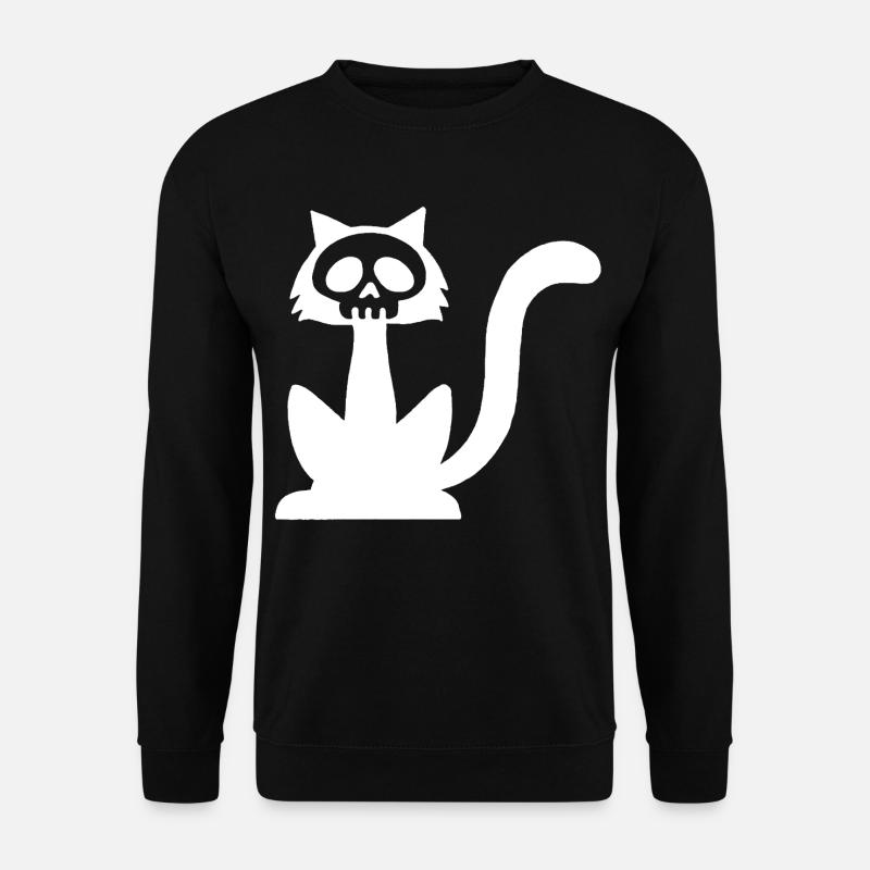 White Cat Skull - Unisex Sweatshirt - black