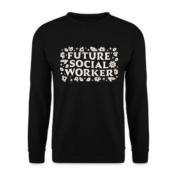 Future social worker graduate school student - Unisex Sweatshirt - black - Front - Alina (178cm) & Michal (187cm)