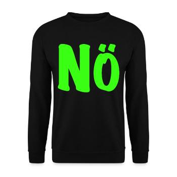 Nö in Neongrün - Nope - Nein - Null Bock - Unisex Pullover - Schwarz - Vorne - Alina (178cm) & Michal (187cm)
