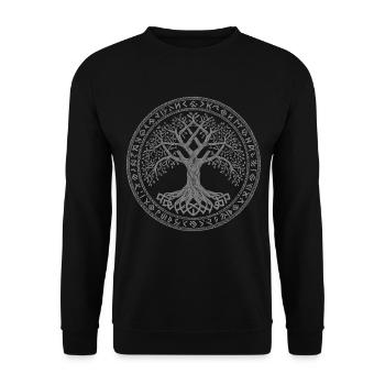 Baum des Lebens Symbol Runen Wikinger - Unisex Pullover - Schwarz - Vorne - Alina (178cm) & Michal (187cm)