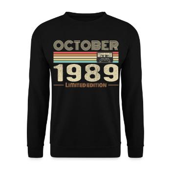 Birthday october 1989 - Unisex Sweatshirt - black - Front - Alina (178cm) & Michal (187cm)