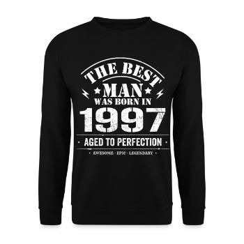 Born in 1997 Birthday 1997 - 28 Years Retro - Unisex Sweatshirt - black - Front - Alina (178cm) & Michal (187cm)