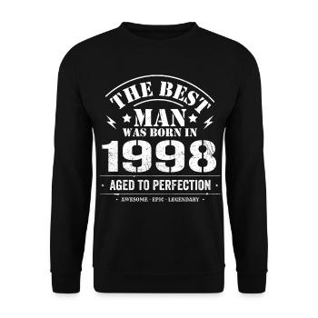Born in 1998 Birthday 1998 - 27 Year Old Retro - Unisex Sweatshirt - black - Front - Alina (178cm) & Michal (187cm)