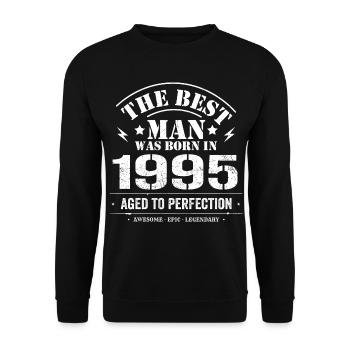 Geboren im 1995 Geburtstag 1995 - 30 Jahre Retro - Unisex Pullover - Schwarz - Vorne - Alina (178cm) & Michal (187cm)