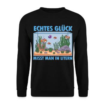 Aquarium Le vrai bonheur se mesure en litres - Sweat-shirt Unisexe - noir - Devant - Alina (178cm) & Michal (187cm)