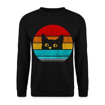 Retro Vintage Katze verstecken – süße Katze Liebhaber T-Shirt - Unisex Pullover - Schwarz - Vorne - Alina (178cm) & Michal (187cm)