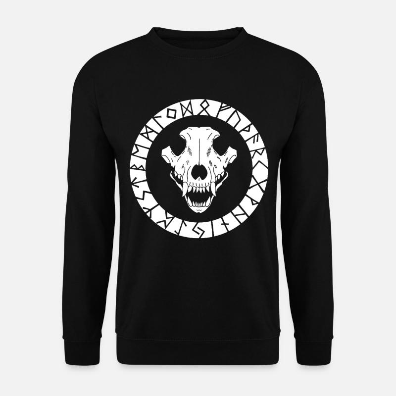 White Viking Wolf Skull - Unisex Sweatshirt - black