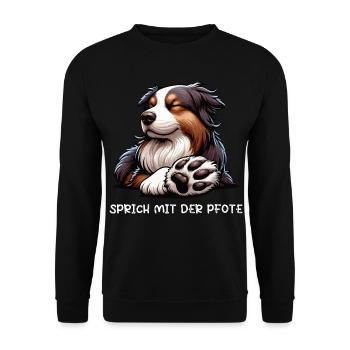Talk to the paw Australian Shepherd Aussie - Unisex Sweatshirt - black - Front - Alina (178cm) & Michal (187cm)