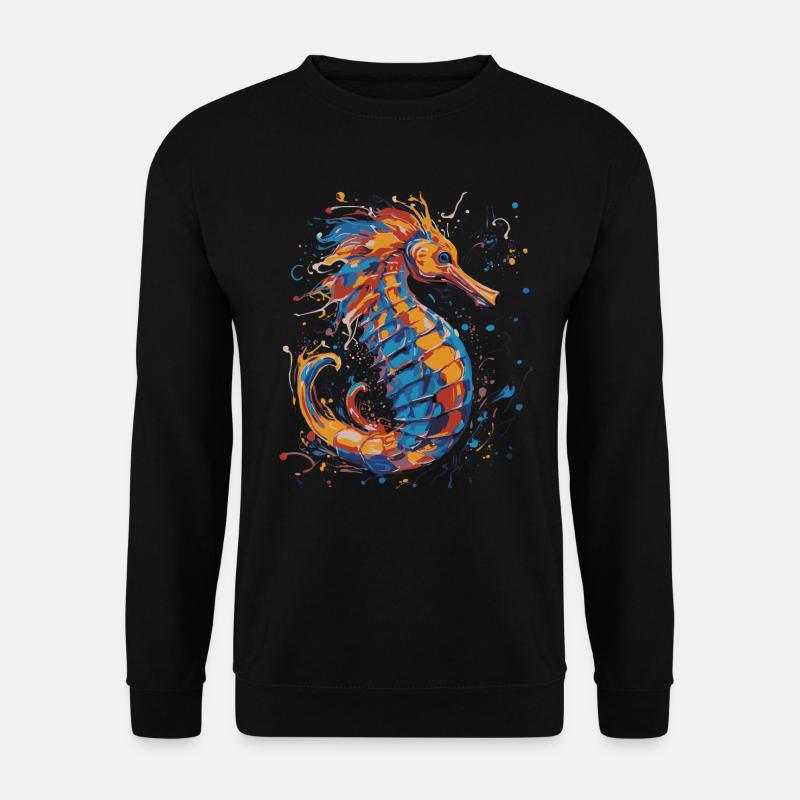 Buntes Seepferdchen - Unisex Pullover - Schwarz