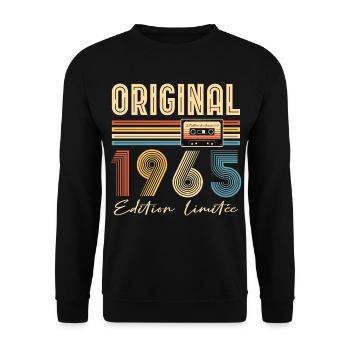 Original 1965 Geburtstag 60 Jahre altes Partygeschenk - Unisex Pullover - Schwarz - Vorne - Alina (178cm) & Michal (187cm)