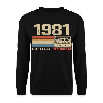 Legenden 1981 Jahrgang 1981 Jubiläum Jahrgang 1981 - Unisex Pullover - Schwarz - Vorne - Alina (178cm) & Michal (187cm)