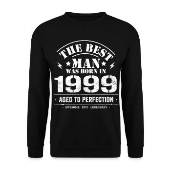 Born in 1999 Birthday 1999 - 26 Years Retro - Unisex Sweatshirt - black - Front - Alina (178cm) & Michal (187cm)