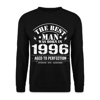 Born in 1996 Birthday 1996 - 29 Years Retro - Unisex Sweatshirt - black - Front - Alina (178cm) & Michal (187cm)