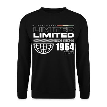 Born in 1964 Birthday 1964 - 61 Years Retro - Unisex Sweatshirt - black - Front - Alina (178cm) & Michal (187cm)