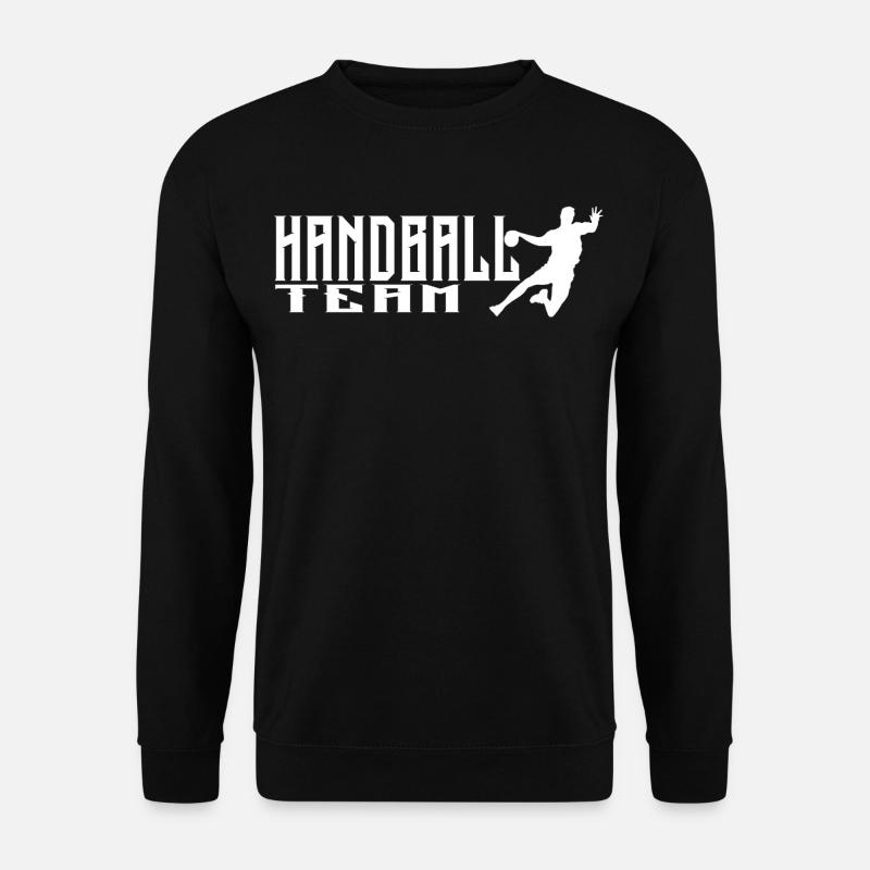 Handballteam Logo mit dynamischem Spielerdesign - Unisex Pullover - Schwarz