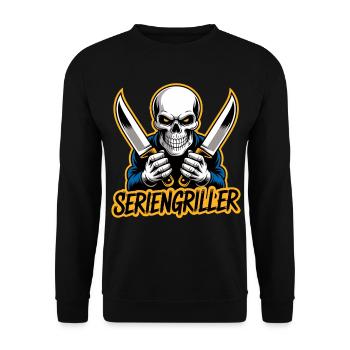 Skull Seriengriller lustiger Skull - Unisex Pullover - Schwarz - Vorne - Alina (178cm) & Michal (187cm)