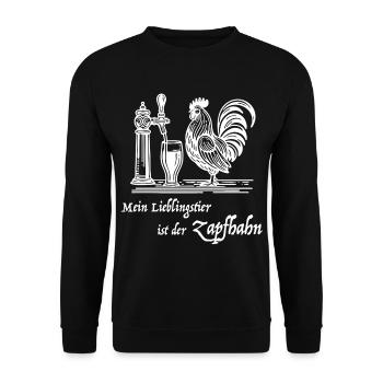 Mein Lieblingstier ist der Zapfhahn – Bier Humor - Unisex Pullover - Schwarz - Vorne - Alina (178cm) & Michal (187cm)