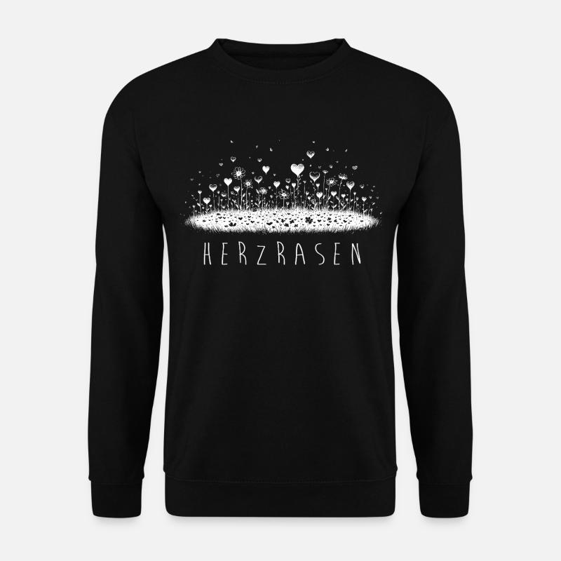 Herzrasen – Lustiges Wortspiel mit Herzen & Rasen - Unisex Pullover - Schwarz