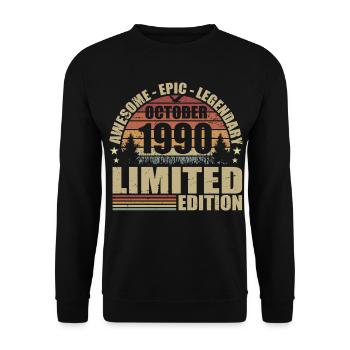 35e Anniversaire Rétro Octobre 1990 - October 1990 - Sweat-shirt Unisexe - noir - Devant - Alina (178cm) & Michal (187cm)
