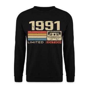 Legenden 1991 Jahrgang 1991 Jubiläum Jahrgang 1991 - Unisex Pullover - Schwarz - Vorne - Alina (178cm) & Michal (187cm)