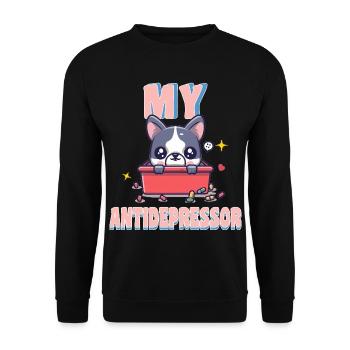 My Antidepressor Bouledogue Français Cadeau Humour - Sweat-shirt Unisexe - noir - Devant - Alina (178cm) & Michal (187cm)