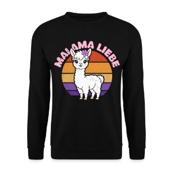 Soon to be Mom MALAMA LOVE Retro Funny - Unisex Sweatshirt - black - Front - Alina (178cm) & Michal (187cm)