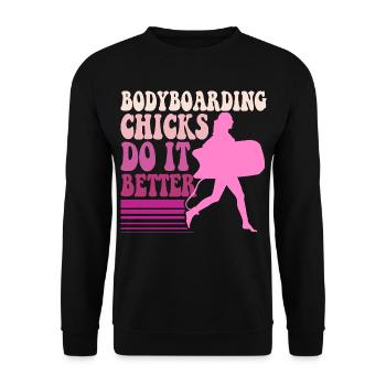Bodyboarding Chicks Bodyboarder - Unisex Sweatshirt - black - Front - Alina (178cm) & Michal (187cm)