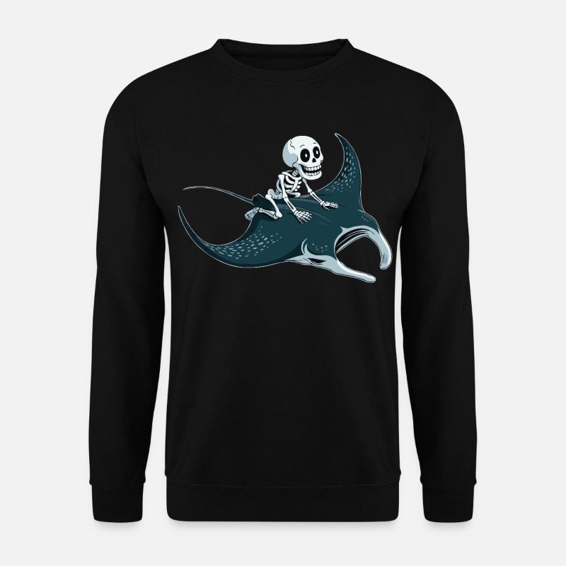 Skelett auf Mantarochen - Unisex Pullover - Schwarz