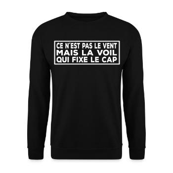 Französisches Segel Zitat – Voile & Vent - Unisex Pullover - Schwarz - Vorne - Alina (178cm) & Michal (187cm)