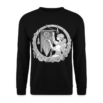 Macrame Design – Creativity & Boho Style - Unisex Sweatshirt - black - Front - Alina (178cm) & Michal (187cm)