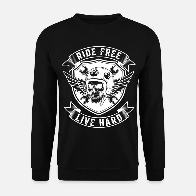 Biker Design - Roulez librement, vivez dur - Sweat-shirt Unisexe - noir