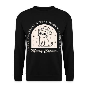 Amoureux des chats, drôle, joyeux vœux de Noël, jeu de mots - Sweat-shirt Unisexe - noir - Devant - Alina (178cm) & Michal (187cm)