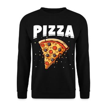 Tranche de pizza avec garnitures noires et rouges - Sweat-shirt Unisexe - noir - Devant - Alina (178cm) & Michal (187cm)