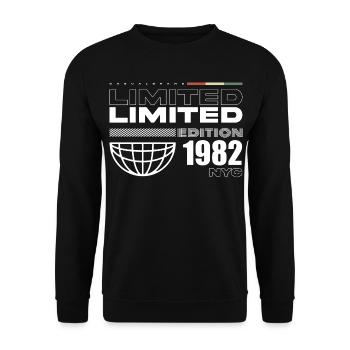 1982 Geburtstagsgeschenk - Vintage 1982, 43. Gebur - Unisex Pullover - Schwarz - Vorne - Alina (178cm) & Michal (187cm)