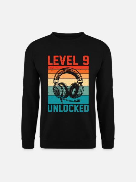 Kind 9 Jahre alt Level 9 freigeschaltet, 9. Geburtstag - Unisex Pullover - Schwarz