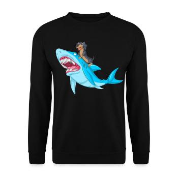 T-shirt teckel Riding Shark - Sweat-shirt Unisexe - noir - Devant - Alina (178cm) & Michal (187cm)