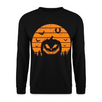 Halloween Kürbis Vintage - Unisex Pullover - Schwarz - Vorne - Alina (178cm) & Michal (187cm)