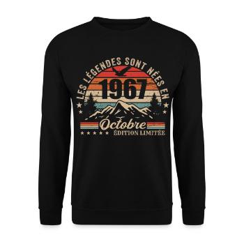 Oktober 1967 Geburtstagsgeschenk 1967 Oktober 1967 - Unisex Pullover - Schwarz - Vorne - Alina (178cm) & Michal (187cm)