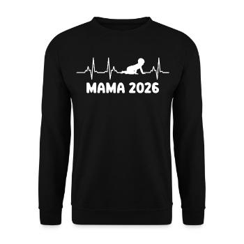 Werdende Mutter MAMA 2026 Lustiges - Unisex Pullover - Schwarz - Vorne - Alina (178cm) & Michal (187cm)