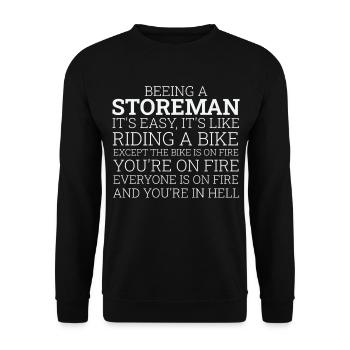 Storeman Riding A Bike - Unisex Sweatshirt - black - Front - Alina (178cm) & Michal (187cm)