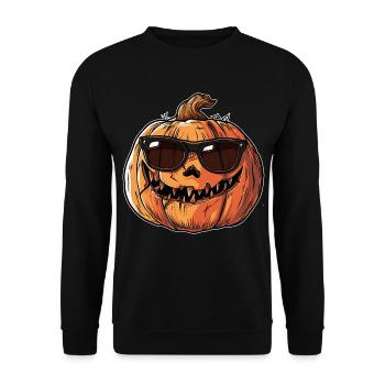 Cool Halloween pumpkin - Unisex Sweatshirt - black - Front - Alina (178cm) & Michal (187cm)