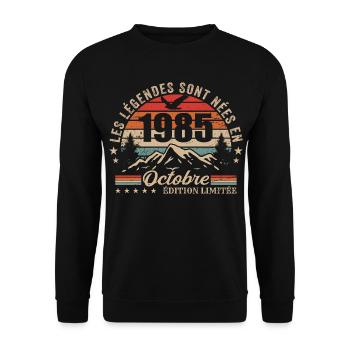 Oktober 1985 Geburtstagsgeschenk 1985 Oktober 1985 - Unisex Pullover - Schwarz - Vorne - Alina (178cm) & Michal (187cm)