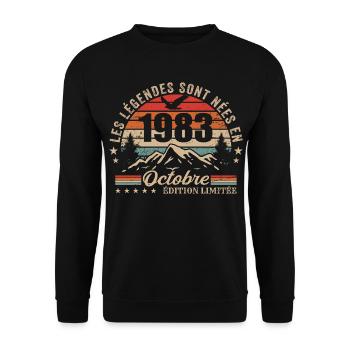 October 1983 Birthday Gift 1983 October 1983 - Unisex Sweatshirt - black - Front - Alina (178cm) & Michal (187cm)