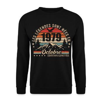 October 1979 Birthday Gift 1979 October 1979 - Unisex Sweatshirt - black - Front - Alina (178cm) & Michal (187cm)