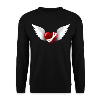 Wounded Heart with Wings - Unisex Sweatshirt - black - Front - Alina (178cm) & Michal (187cm)