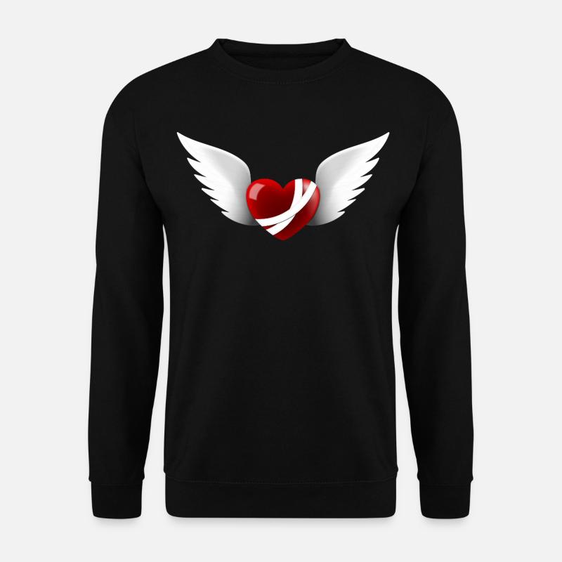 verwundetes Herz mit Flügeln - Unisex Pullover - Schwarz