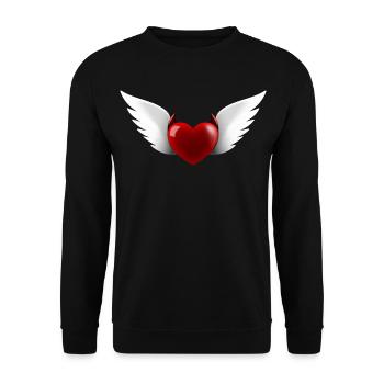 Herz Engel Teufel - Unisex Pullover - Schwarz - Vorne - Alina (178cm) & Michal (187cm)