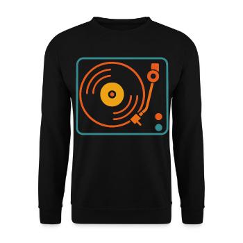 Analog Musik Vinyl Plattenspieler Retro - Unisex Pullover - Schwarz - Vorne - Alina (178cm) & Michal (187cm)