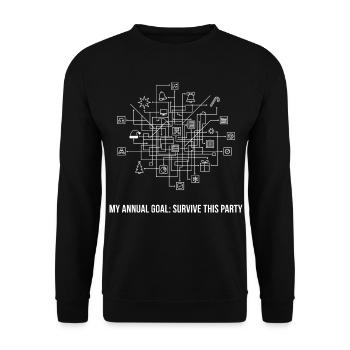 Mein Jahresziel: Diese Party überleben - Unisex Pullover - Schwarz - Vorne - Alina (178cm) & Michal (187cm)